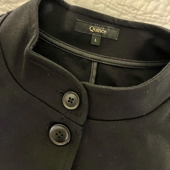 NWOT Quince ultra-stretch ponte stand collar blazer black L - Picture 3 of 13
